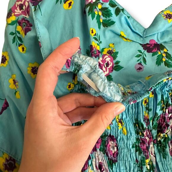 Hell Bunny Vixen Retro Halter Sundress Blue Floral Rockabilly Pin Up 50s Dress L - Picture 5 of 10